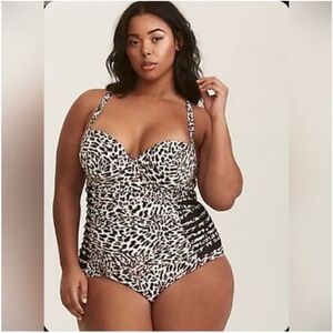 Torrid Black and White Animal Print Swimsuit